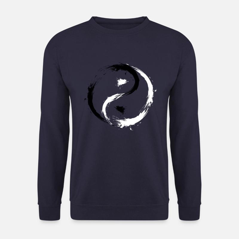 Yin Yang Kreise Symbol Buerste Schwarz Weiss - Unisex Pullover - Navy