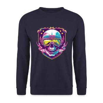 Ski Ski Goggles Skull - Unisex Sweatshirt - navy - Front - Alina (178cm) & Michal (187cm)