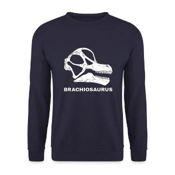 Brachiosaurus Fossil Kopf - Unisex Pullover - Navy - Vorne - Alina (178cm) & Michal (187cm)