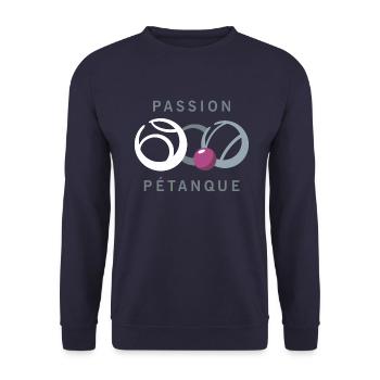 Passion Pétanque - cooles Design - Unisex Pullover - Navy - Vorne - Alina (178cm) & Michal (187cm)