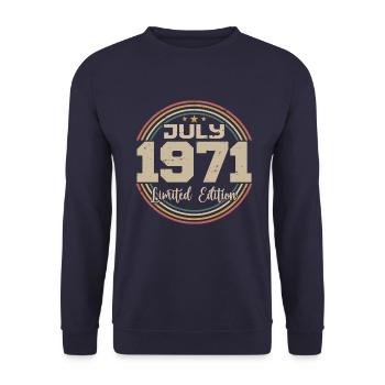 1971 Birthday July 1971 Gift July 1971 - Unisex Sweatshirt - navy - Front - Alina (178cm) & Michal (187cm)