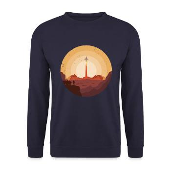 Mars Mission 2050 Spaceship Takeoff - Sweat-shirt Unisexe - marine - Devant - Alina (178cm) & Michal (187cm)