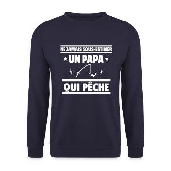 Ne jamais sous-estimer un papa pêcheur - Sweat-shirt Unisexe - marine - Devant - Alina (178cm) & Michal (187cm)