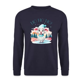 Ho Ho Ho - cute sheep - niedliches Schaf - Unisex Pullover - Navy - Vorne - Alina (178cm) & Michal (187cm)