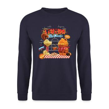 Garfield: Le Film Garfield Et Odie Mangent Pâtes - Sweat-shirt Unisexe - marine - Devant - Alina (178cm) & Michal (187cm)