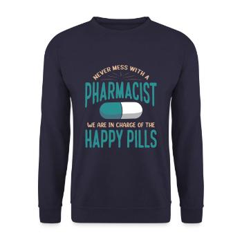 Funny Medicine Druggist Pharmacy Pharmacist - Unisex Sweatshirt - navy - Front - Alina (178cm) & Michal (187cm)