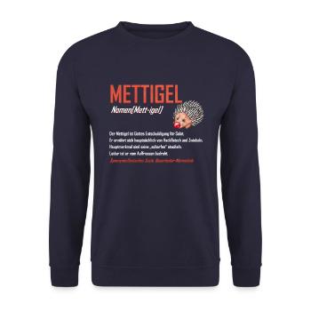 Lustige Mettigel Definition Beschreibung Geschenk - Unisex Pullover - Navy - Vorne - Alina (178cm) & Michal (187cm)