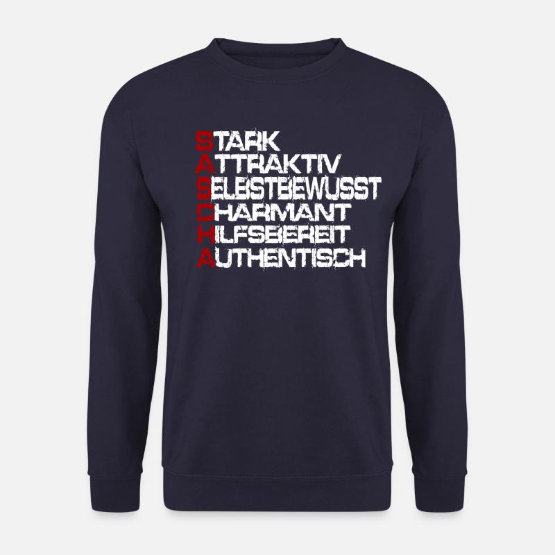Sascha Name Namen Vorname Geschenk Geschenkidee - Unisex Pullover - Navy