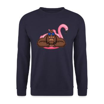 Sasquatch Pink Float Flamingo Pool Party Bigfoot - Sweat-shirt Unisexe - marine - Devant - Alina (178cm) & Michal (187cm)