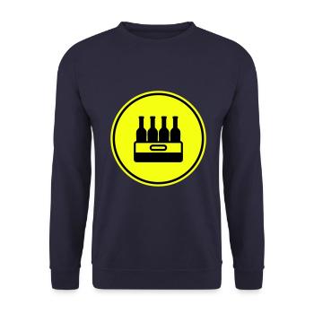 Bierflasche Kiste - Unisex Pullover - Navy - Vorne - Alina (178cm) & Michal (187cm)