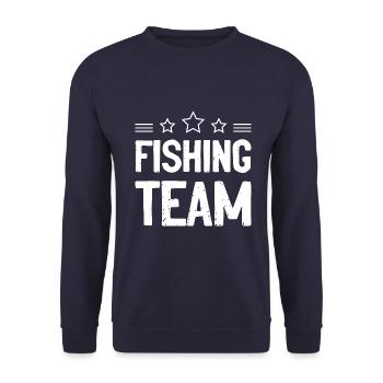 Fishing Team Angeln Fischen - Unisex Sweatshirt - navy - Front - Alina (178cm) & Michal (187cm)