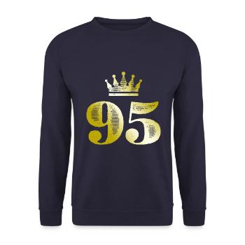 95 Numéro Couronne Or - Sweat-shirt Unisexe - marine - Devant - Alina (178cm) & Michal (187cm)