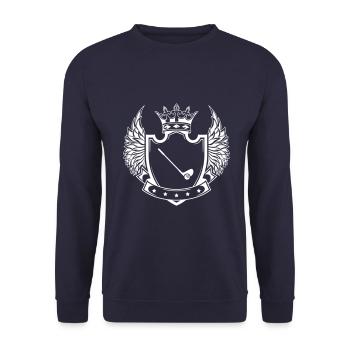 Golf Wappen - Unisex Pullover - Navy - Vorne - Alina (178cm) & Michal (187cm)