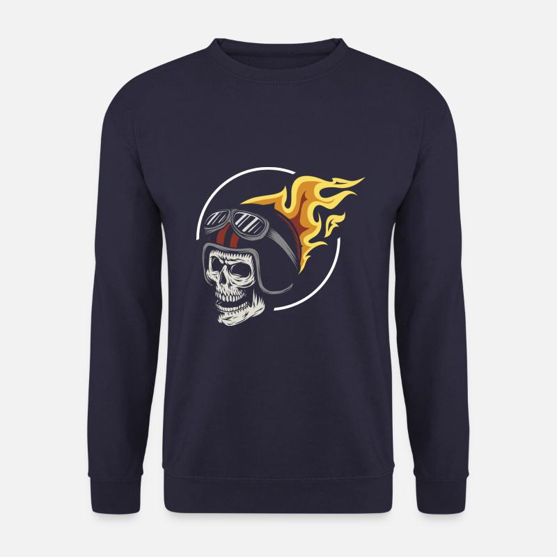 Rocker - Ghost - Fire - Skull - Biker - Sweat-shirt Unisexe - marine