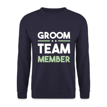 Groom Team - Unisex Pullover - Navy - Vorne - Alina (178cm) & Michal (187cm)
