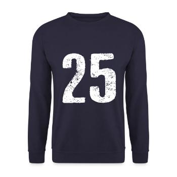25 Zahl Vintage - Unisex Pullover - Navy - Vorne - Alina (178cm) & Michal (187cm)