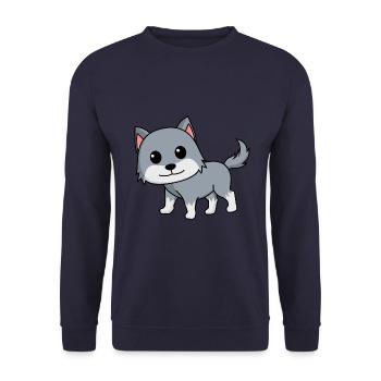 Wolf Comic Tier - Unisex Pullover - Navy - Vorne - Alina (178cm) & Michal (187cm)