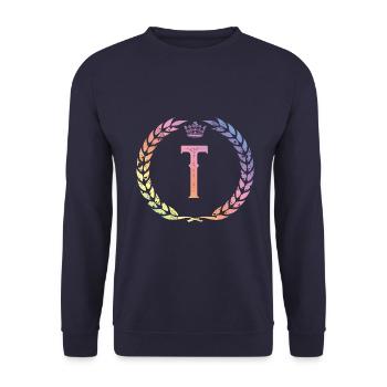 Couronne de lettres T - Sweat-shirt Unisexe - marine - Devant - Alina (178cm) & Michal (187cm)