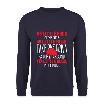 99 Little Bugs in the Code Funny Programmer - Unisex Pullover - Navy - Vorne - Alina (178cm) & Michal (187cm)