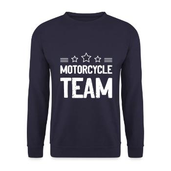 Motorrad Team - Unisex Pullover - Navy - Vorne - Alina (178cm) & Michal (187cm)