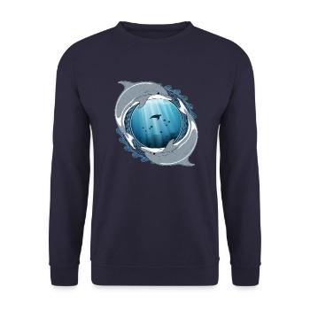 Delfine - Unisex Pullover - Navy - Vorne - Alina (178cm) & Michal (187cm)