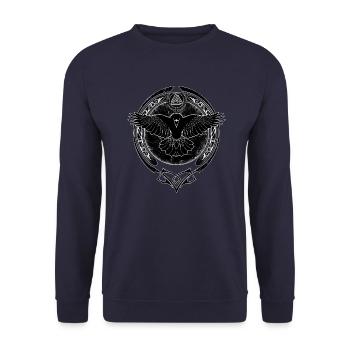 Valknut raven - Unisex Sweatshirt - navy - Front - Alina (178cm) & Michal (187cm)