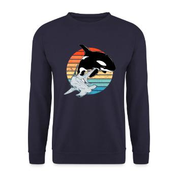 Hammerhai Orca - Unisex Pullover - Navy - Vorne - Alina (178cm) & Michal (187cm)