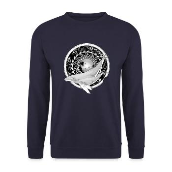 Buckelwale - Unisex Pullover - Navy - Vorne - Alina (178cm) & Michal (187cm)