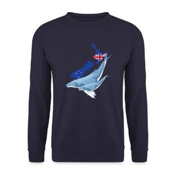 Buckelwal Neuseeland - Unisex Pullover - Navy - Vorne - Alina (178cm) & Michal (187cm)