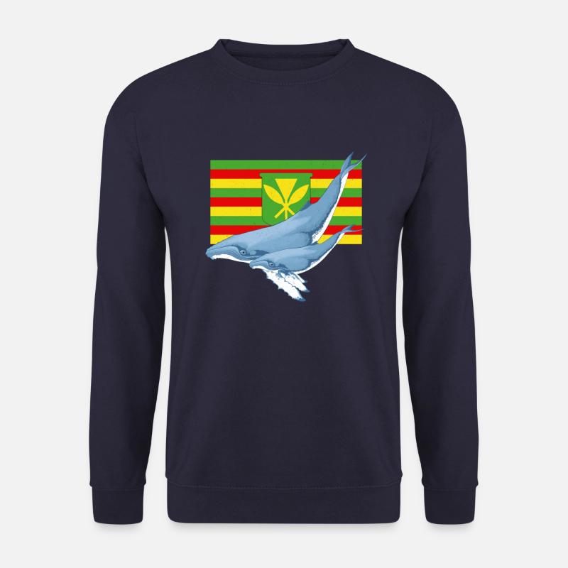 Kanaka Maoli Flagge Buckelwale - Unisex Pullover - Navy