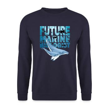 Buckelwale Future Marine Biologist - Unisex Pullover - Navy - Vorne - Alina (178cm) & Michal (187cm)