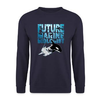 Hammerhai Orca Killerwal Future Marine Biologist - Unisex Pullover - Navy - Vorne - Alina (178cm) & Michal (187cm)