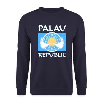 Palau Flag Manta Rays - Unisex Sweatshirt - navy - Front - Alina (178cm) & Michal (187cm)