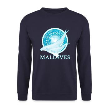 Buckelwale Malediven - Unisex Pullover - Navy - Vorne - Alina (178cm) & Michal (187cm)