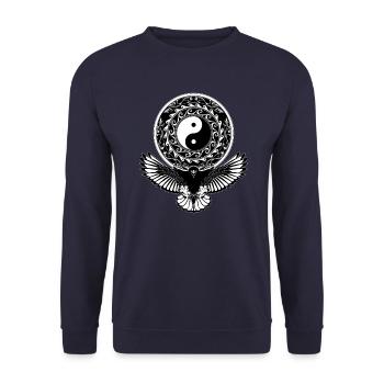 Yin Yang Eagle - Unisex Sweatshirt - navy - Front - Alina (178cm) & Michal (187cm)