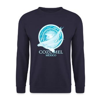 Buckelwale Cozumel Mexiko - Unisex Pullover - Navy - Vorne - Alina (178cm) & Michal (187cm)