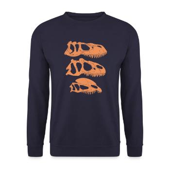 Torvosaurus Allosaurus Dilophosaurus - Unisex Pullover - Navy - Vorne - Alina (178cm) & Michal (187cm)