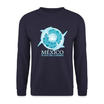 Karibischer Riffhai Playa del Carmen - Unisex Pullover - Navy - Vorne - Alina (178cm) & Michal (187cm)
