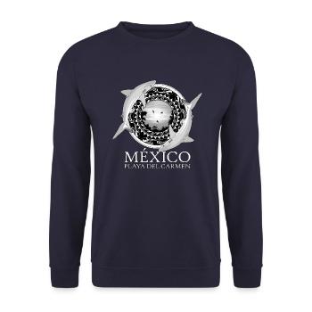 Karibischer Riffhai Playa del Carmen - Unisex Pullover - Navy - Vorne - Alina (178cm) & Michal (187cm)