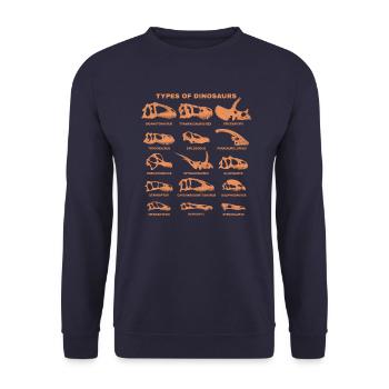 Espèces de dinosaures Types de dinosaures - Sweat-shirt Unisexe - marine - Devant - Alina (178cm) & Michal (187cm)