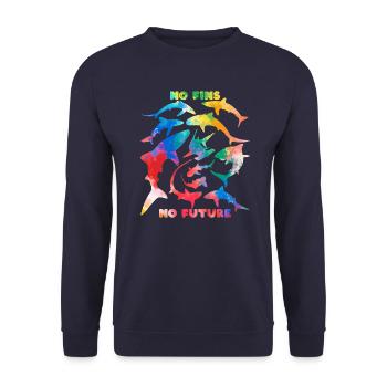 No fins no future Regenbogenfarben - Unisex Pullover - Navy - Vorne - Alina (178cm) & Michal (187cm)