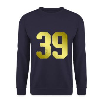 39 Zahl Trikot - Unisex Pullover - Navy - Vorne - Alina (178cm) & Michal (187cm)