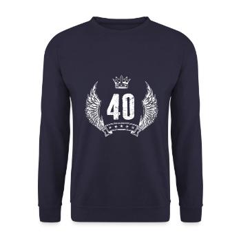 40 Zahl Krone - Unisex Pullover - Navy - Vorne - Alina (178cm) & Michal (187cm)