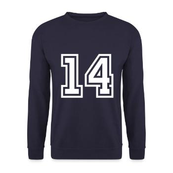 14 Zahl symbol - Unisex Pullover - Navy - Vorne - Alina (178cm) & Michal (187cm)