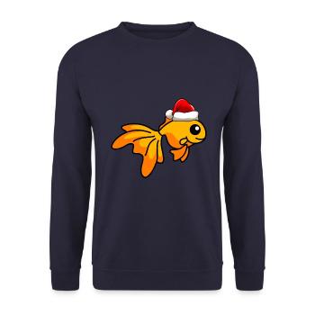 Goldfisch Comic Weihnachten - Unisex Pullover - Navy - Vorne - Alina (178cm) & Michal (187cm)