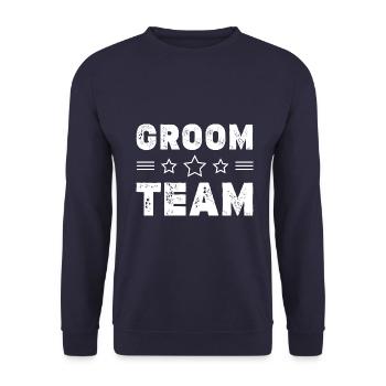 Groom Team - Unisex Pullover - Navy - Vorne - Alina (178cm) & Michal (187cm)
