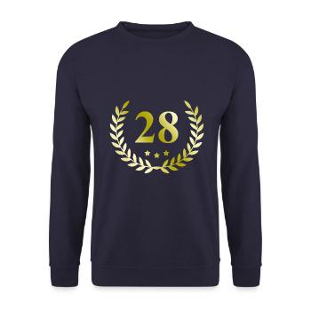 28 Zahl Kranz - Unisex Pullover - Navy - Vorne - Alina (178cm) & Michal (187cm)