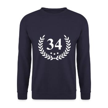 34 Zahl Kranz - Unisex Pullover - Navy - Vorne - Alina (178cm) & Michal (187cm)