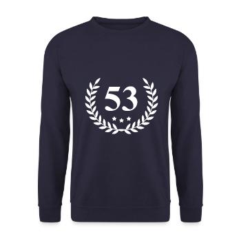 53 Zahl Kranz - Unisex Pullover - Navy - Vorne - Alina (178cm) & Michal (187cm)