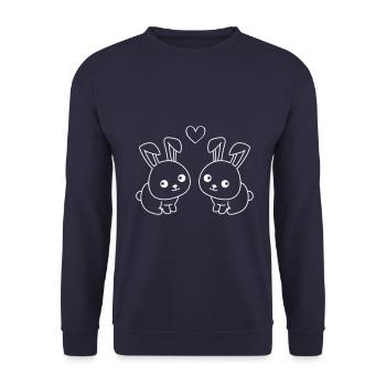 Lapin Bande Dessinée Couple Amour - Sweat-shirt Unisexe - marine - Devant - Alina (178cm) & Michal (187cm)